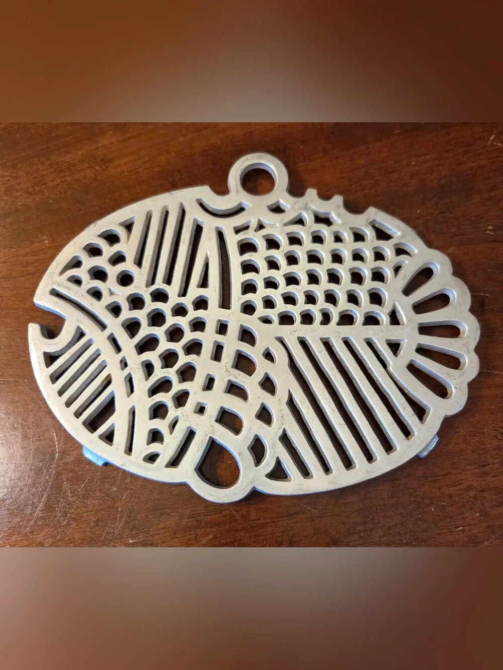Vtg Dansk International Cast Aluminum Trivet Silver Modern Fish 8
